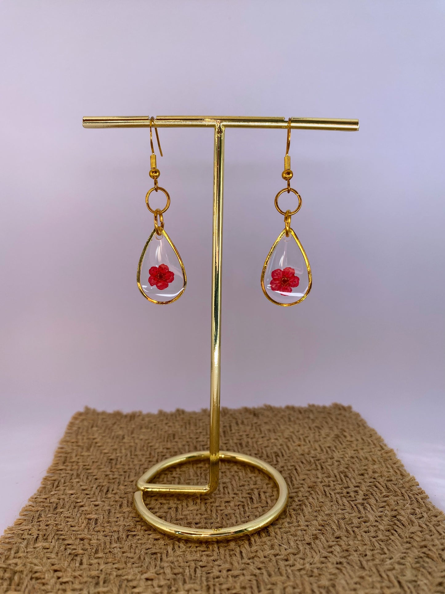 Mini Red Floral Earrings