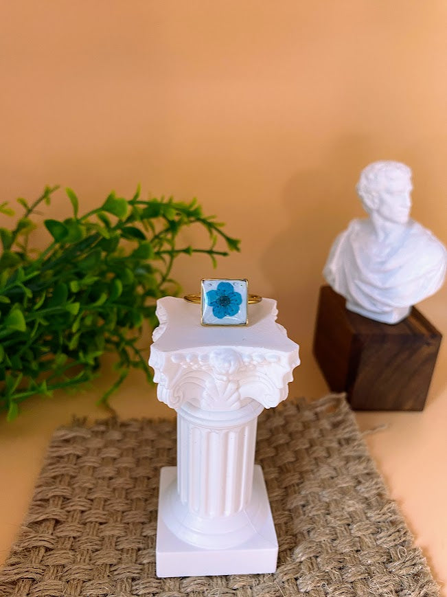 Mini Blue Floral Ring