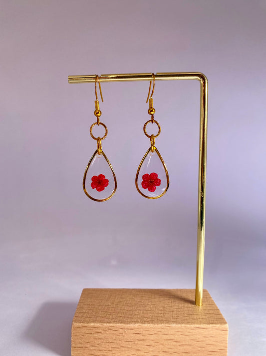 Mini Red Floral Earrings