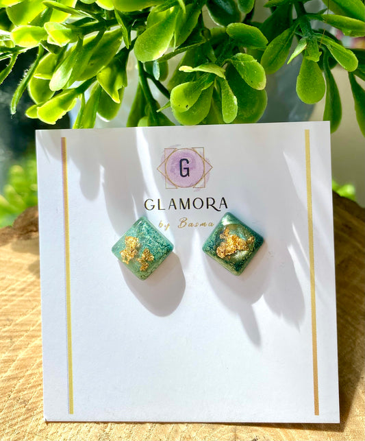 Golden Green Gleam Studs